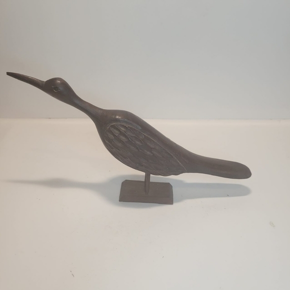 10" Dark Wood Carved Tropical Bird Figurine - Picture 1 of 9